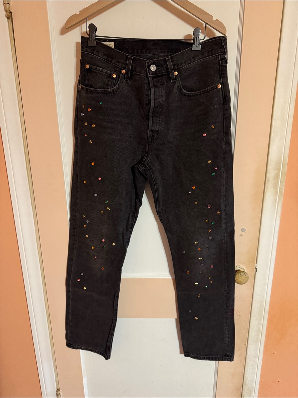 Levi’s 501 Studded Jeans with multi-colored stones 30x32